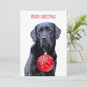 Zwarte Lab Kerstmis - Schattige Labrador Hond Kaart (Staand voorkant)