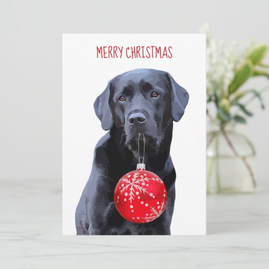 Zwarte Lab Kerstmis  - Schattige Labrador Hond Kaart (Staand voorkant)