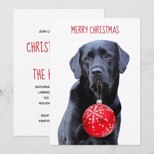 Zwarte Lab Kerstmis  - Schattige Labrador Hond Kaart (Voorkant / Achterkant)