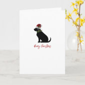 Zwarte Lab Kerstmis Silhouet Pret Moderne Kaart (Gele Bloem)