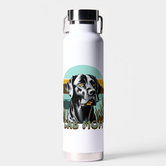Zwarte Lab | Lab Moeder Hond Gepersonaliseerd Waterfles (Voorkant)