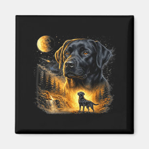 Zwarte lab Labrador die naar de maan huilt vintage Magneet