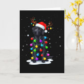 Zwarte Lab Labrador Hond Grappige Kerstverlichting Kaart (Gele Bloem)