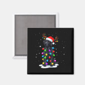Zwarte Lab Labrador Hond Grappige Kerstverlichting Magneet (Voorkant / Achterkant)