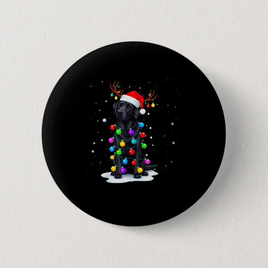 Zwarte Lab Labrador Hond Grappige Kerstverlichting Ronde Button 5,7 Cm (Voorkant)