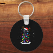 Zwarte Lab Labrador Hond Grappige Kerstverlichting Sleutelhanger (Voorkant)