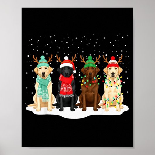 Zwarte Lab Labrador Hond Kerst Crew Matching Fam Poster (Voorkant)