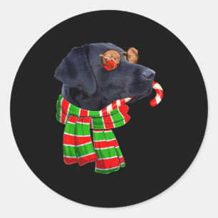 Zwarte Lab Labrador-hondeneigenaren Kerstmis Xmas Ronde Sticker