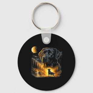 Zwarte Lab Labrador Huilend naar de Maan Vintage H Sleutelhanger