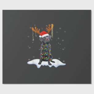 Zwarte Lab Labrador Kerstboom Licht Pyjama Hond Cadeaupapier