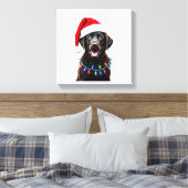 Zwarte Lab Labrador Kerstboom Licht Pyjama Hond Canvas Afdruk (Insitu (Slaapkamer))