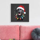 Zwarte Lab Labrador Kerstboom Licht Pyjama Hond Canvas Afdruk (Insitu (Woonkamer))