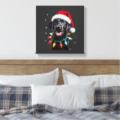 Zwarte Lab Labrador Kerstboom Licht Pyjama Hond Canvas Afdruk (Insitu (Slaapkamer))