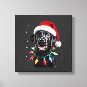 Zwarte Lab Labrador Kerstboom Licht Pyjama Hond Canvas Afdruk
