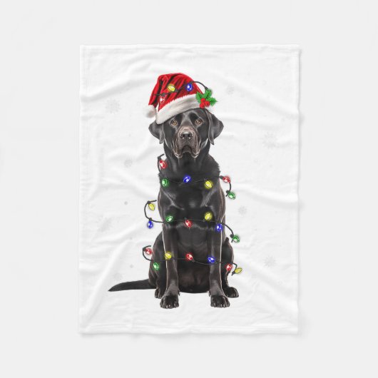 Zwarte Lab Labrador Kerstboom Licht Pyjama Hond Fleece Deken (Voorkant)