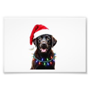 Zwarte Lab Labrador Kerstboom Licht Pyjama Hond Foto Afdruk