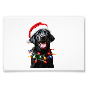 Zwarte Lab Labrador Kerstboom Licht Pyjama Hond Foto Afdruk