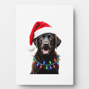 Zwarte Lab Labrador Kerstboom Licht Pyjama Hond Fotoplaat
