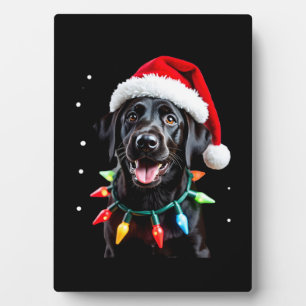 Zwarte Lab Labrador Kerstboom Licht Pyjama Hond Fotoplaat