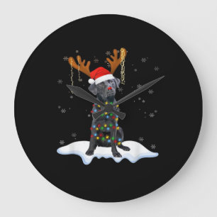 Zwarte Lab Labrador Kerstboom Licht Pyjama Hond Grote Klok