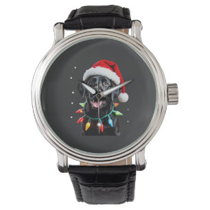 Zwarte Lab Labrador Kerstboom Licht Pyjama Hond Horloge