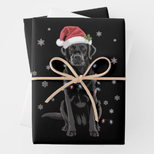 Zwarte Lab Labrador Kerstboom Licht Pyjama Hond Inpakpapier Vel