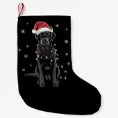 Zwarte Lab Labrador Kerstboom Licht Pyjama Hond Kleine Kerstsok (Voorkant)