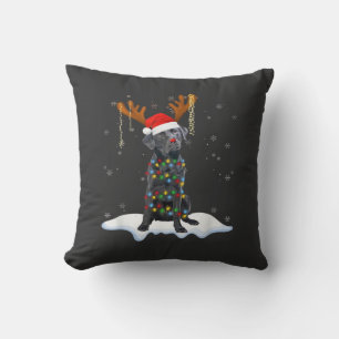Zwarte Lab Labrador Kerstboom Licht Pyjama Hond Kussen