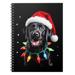 Zwarte Lab Labrador Kerstboom Licht Pyjama Hond Notitieboek