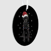 Zwarte Lab Labrador Kerstboom Licht Pyjama Hond Ornament (voorkant)