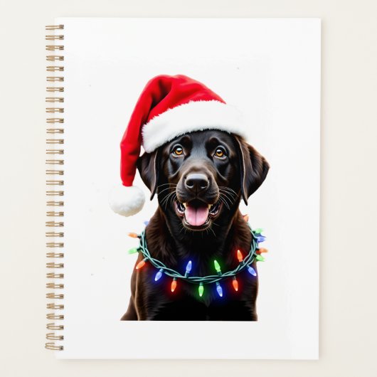 Zwarte Lab Labrador Kerstboom Licht Pyjama Hond Planner (Voorkant)