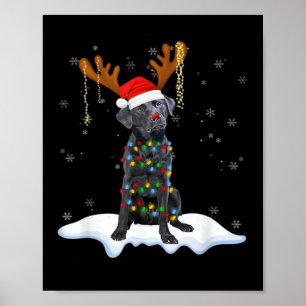 Zwarte Lab Labrador Kerstboom Licht Pyjama Hond Poster