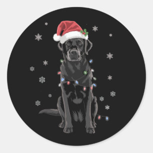 Zwarte Lab Labrador Kerstboom Licht Pyjama Hond Ronde Sticker