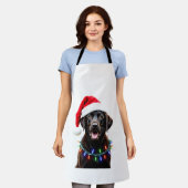Zwarte Lab Labrador Kerstboom Licht Pyjama Hond Schort (Gedragen)