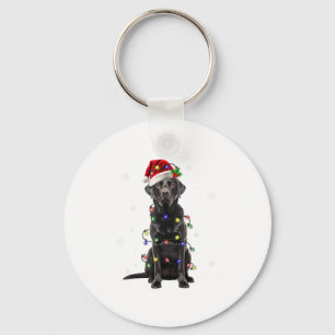 Zwarte Lab Labrador Kerstboom Licht Pyjama Hond Sleutelhanger