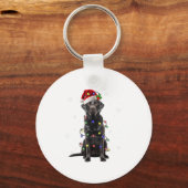 Zwarte Lab Labrador Kerstboom Licht Pyjama Hond Sleutelhanger (Voorkant)