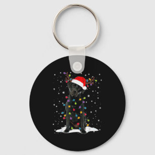 Zwarte Lab Labrador Kerstboom Licht Pyjama Hond Sleutelhanger
