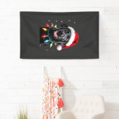 Zwarte Lab Labrador Kerstboom Licht Pyjama Hond Spandoek (Insitu)