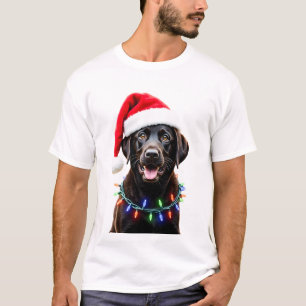 Zwarte Lab Labrador Kerstboom Licht Pyjama Hond T-shirt
