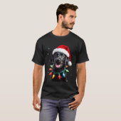 Zwarte Lab Labrador Kerstboom Licht Pyjama Hond T-shirt (Voorkant volledig)