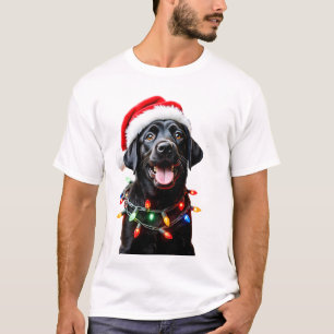 Zwarte Lab Labrador Kerstboom Licht Pyjama Hond T-shirt