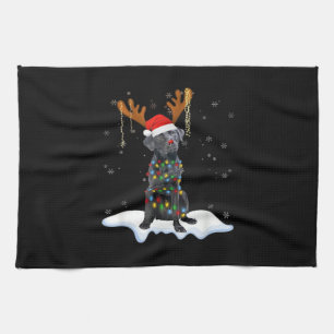 Zwarte Lab Labrador Kerstboom Licht Pyjama Hond Theedoek