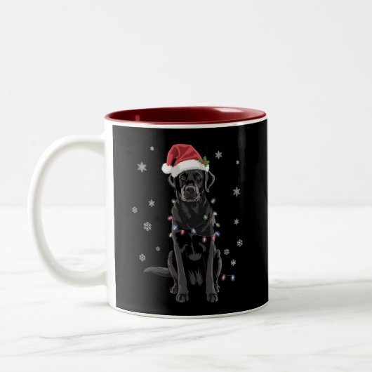 Zwarte Lab Labrador Kerstboom Licht Pyjama Hond Tweekleurige Koffiemok (Links)