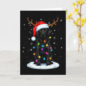 Zwarte Lab Labrador Kersthond Rendier Licht P Kaart (Gele Bloem)
