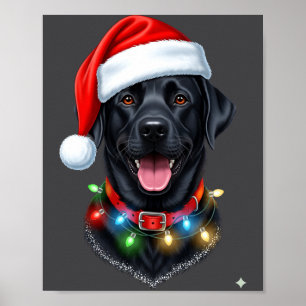 Zwarte Lab Labrador Kersthond Sinterklaas Hoed Lic Poster
