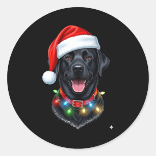 Zwarte Lab Labrador Kersthond Sinterklaas Hoed Lic Ronde Sticker