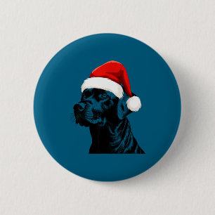 Zwarte Lab Labrador Kerstman Hoed Kerst Pet Ronde Button 5,7 Cm