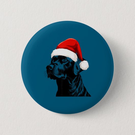 Zwarte Lab Labrador Kerstman Hoed Kerst Pet Ronde Button 5,7 Cm (Voorkant)