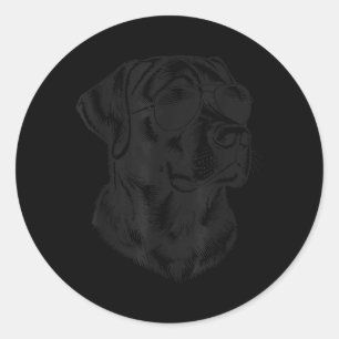 Zwarte Lab Labrador Retriever Hond Draagt Zonnebri Ronde Sticker