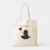 Zwarte Lab likt ijs Rode Hart Tote Bag (Achterkant)